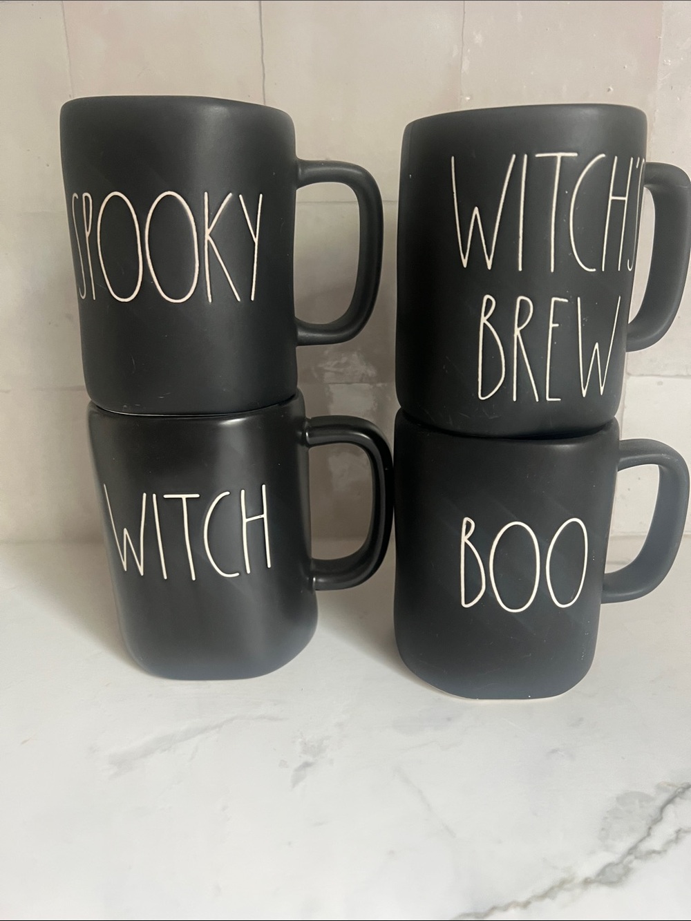 Rae Dunn Halloween Witch Spooky Matte Black Mug Set